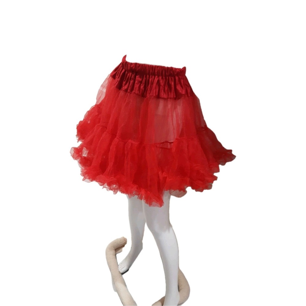 Leg Avenue Red Tutu Skirt Sheer Tulle One Size Ruffle Two Layered Halloween